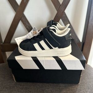 Adidas Kids Black and Cream Sneakers